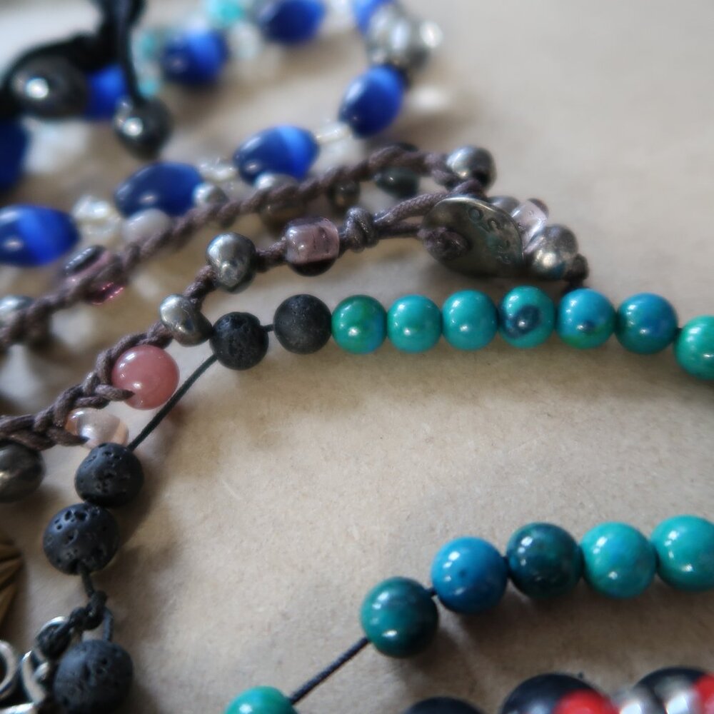 22 Pc Boho Beaded Bracelet Bundle Lot Gemstone Crystal Stack Boho Hippie Craft - Picture 7 of 13